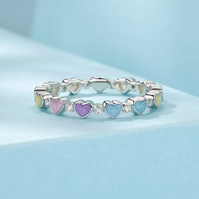 (immagine per) Anello dopamina colorato a forma di cuore stile PANDORA - SCR995 - Visualizza 3