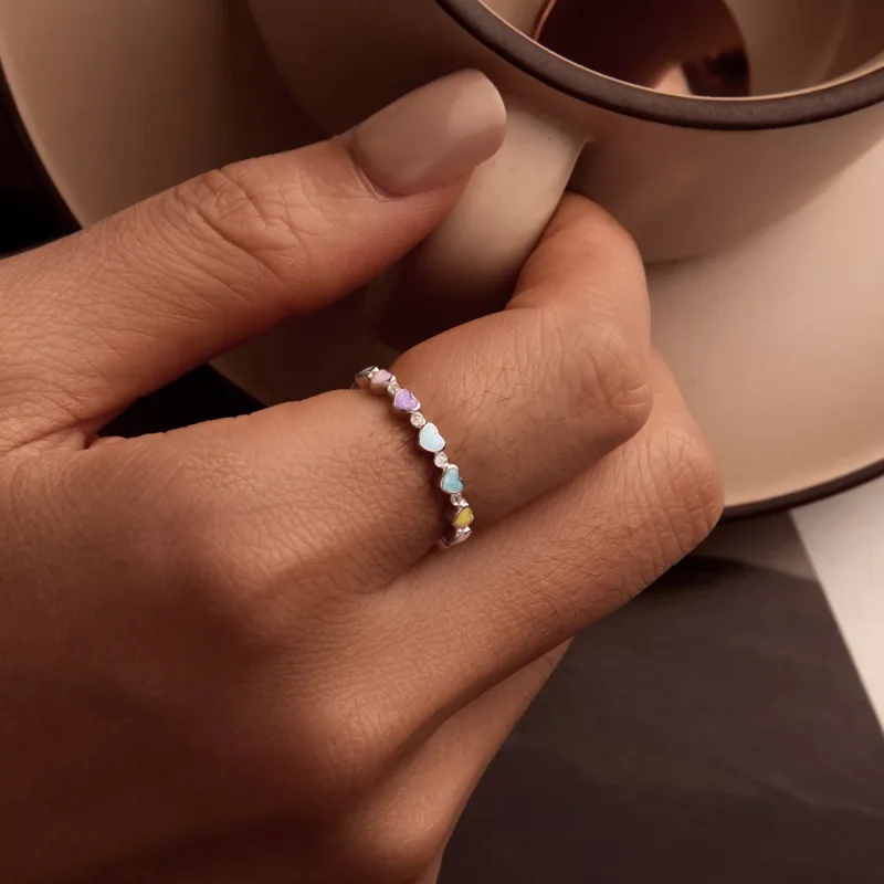 (immagine per) Anello dopamina colorato a forma di cuore stile PANDORA - SCR995 - Visualizza 7
