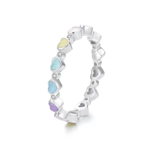 (immagine per) Anello dopamina colorato a forma di cuore stile PANDORA - SCR995