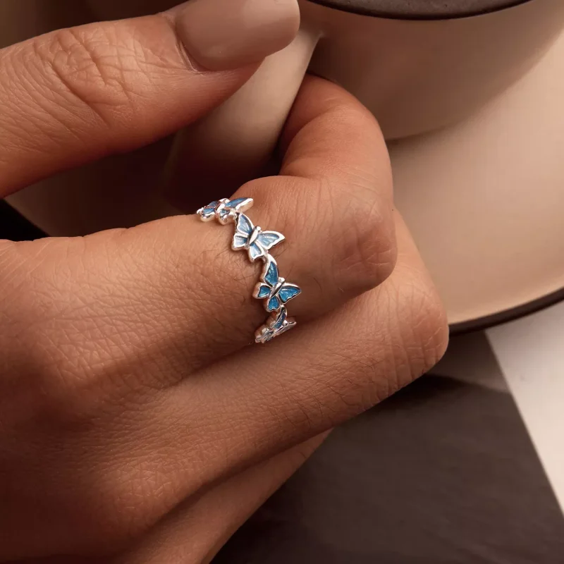 (immagine per) Anello farfalla blu stile PANDORA - BSR508 - Visualizza 6