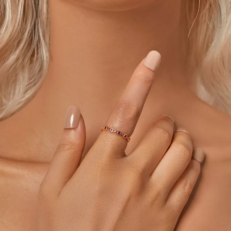 (immagine per) Anello occhio del diavolo in oro rosa stile PANDORA - BSR212-C - Visualizza 6