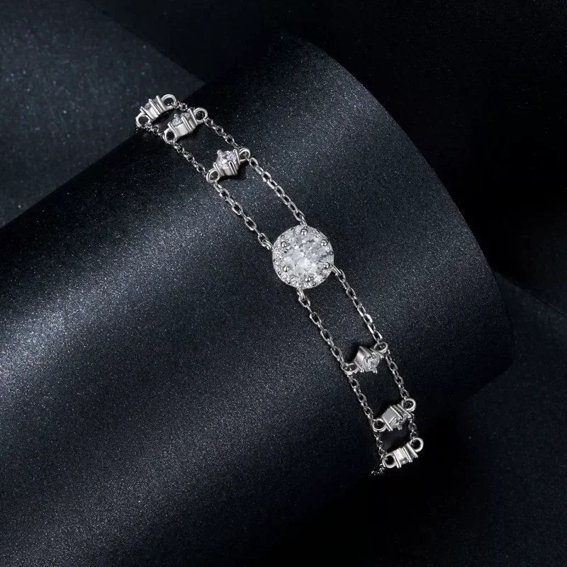 (immagine per) Bracciale con doppia moissanite scintillante stile PANDORA (un certificato) - MS - Visualizza 2
