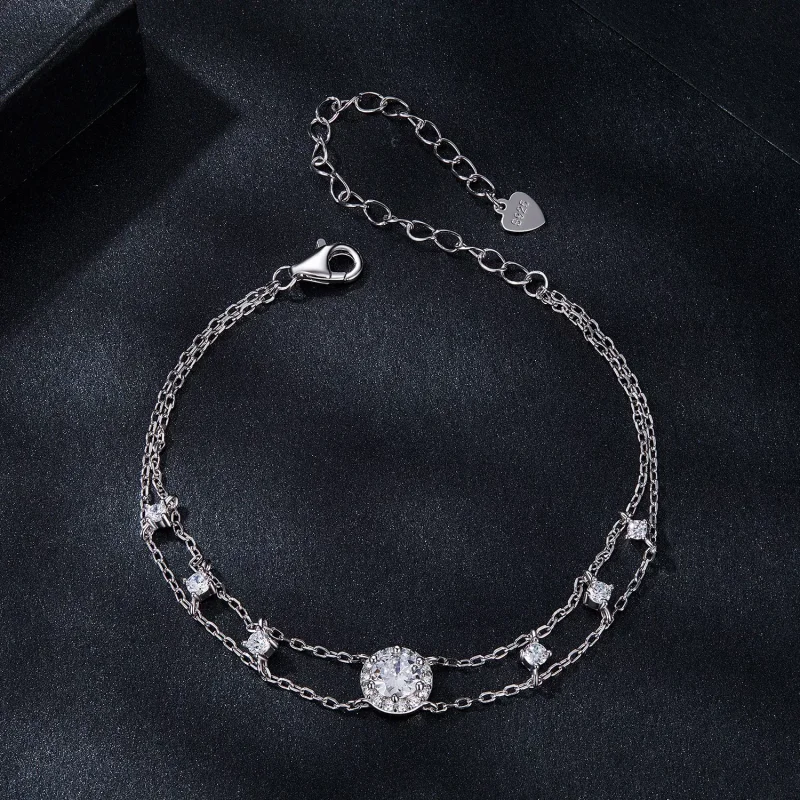 (immagine per) Bracciale con doppia moissanite scintillante stile PANDORA (un certificato) - MS - Visualizza 3