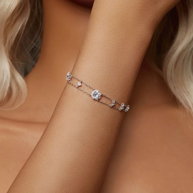 (immagine per) Bracciale con doppia moissanite scintillante stile PANDORA (un certificato) - MS - Visualizza 5