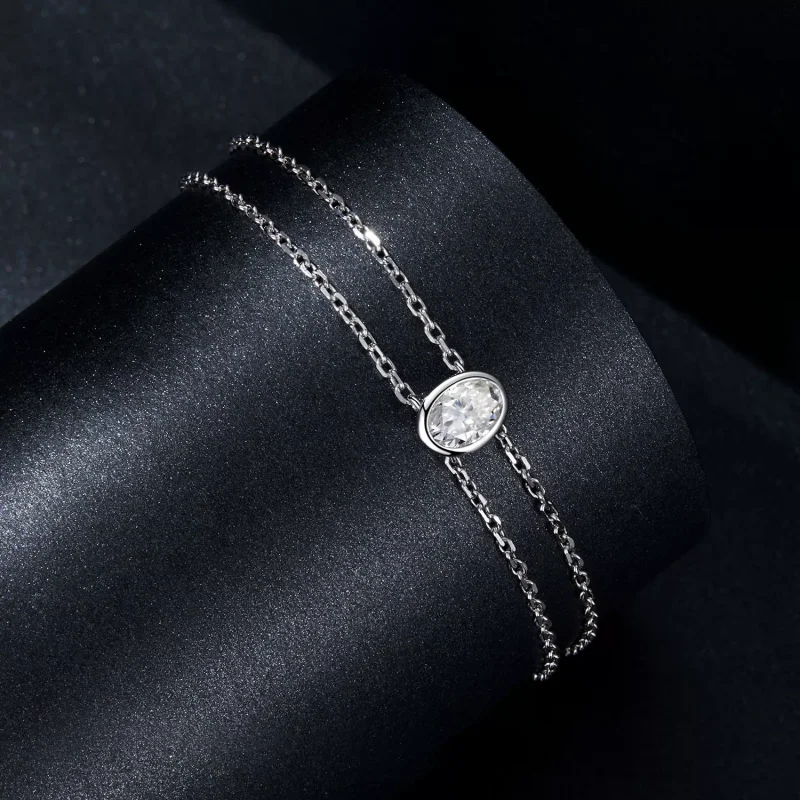 (immagine per) Bracciale in moissanite a doppio strato da 1 ct stile PANDORA (un certificato) - - Visualizza 2