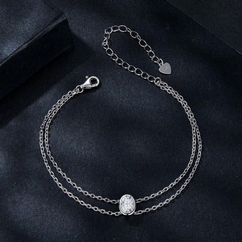 (immagine per) Bracciale in moissanite a doppio strato da 1 ct stile PANDORA (un certificato) - - Visualizza 3