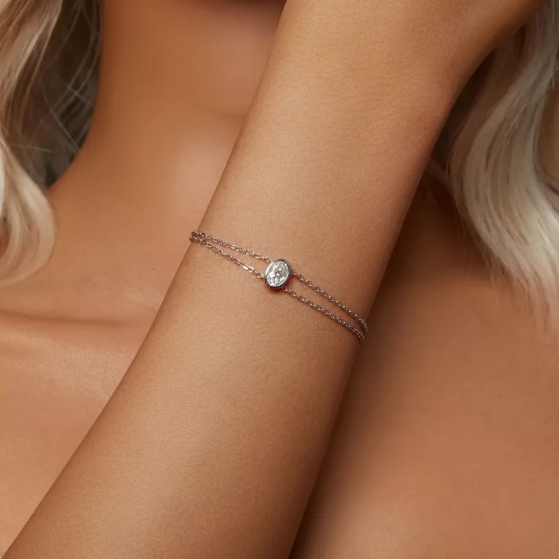 (immagine per) Bracciale in moissanite a doppio strato da 1 ct stile PANDORA (un certificato) - - Visualizza 5