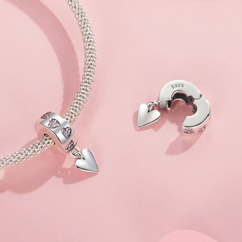 (immagine per) Ciondolo con fibbia in silicone a forma di cuore intelligente stile PANDORA - SC - Visualizza 4