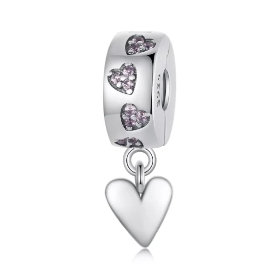 (immagine per) Ciondolo con fibbia in silicone a forma di cuore intelligente stile PANDORA - SCC2694