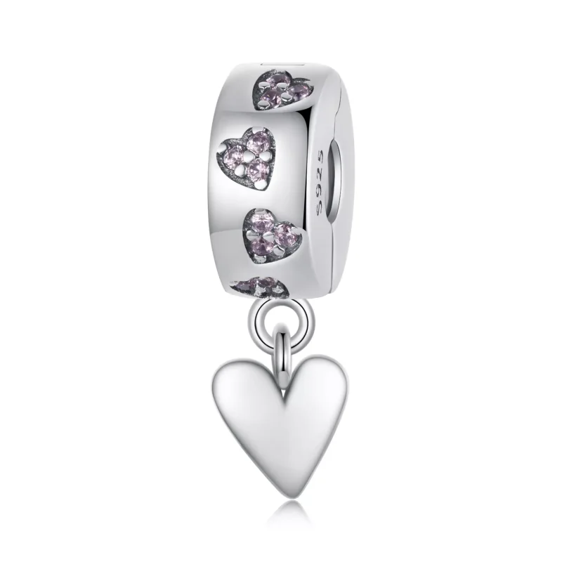 (immagine per) Ciondolo con fibbia in silicone a forma di cuore intelligente stile PANDORA - SCC2694