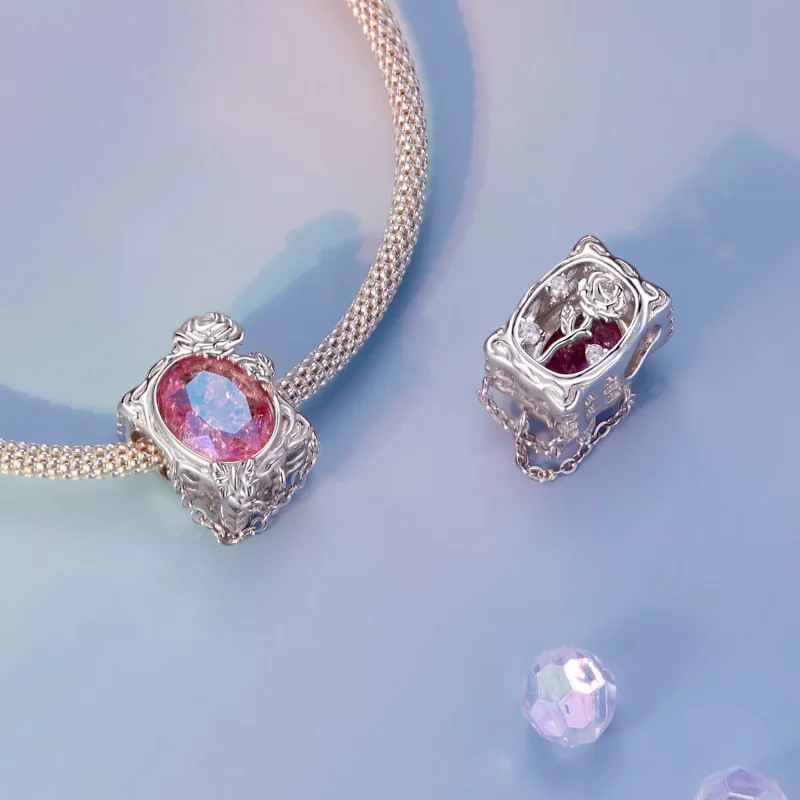 (immagine per) Ciondolo con rosa appassita dipinta a olio in stile PANDORA - SCC2698 - Visualizza 4