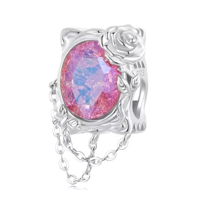 (immagine per) Ciondolo con rosa appassita dipinta a olio in stile PANDORA - SCC2698