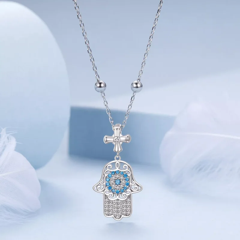 (immagine per) Collana stile PANDORA Mano di Fatima - BSN369 - Visualizza 3