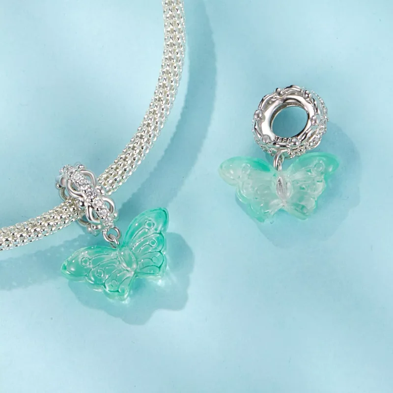 (immagine per) Fascino a forma di farfalla verde stile PANDORA - SCC2712 - Visualizza 4