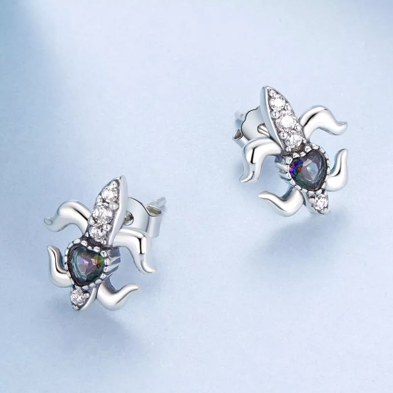 (immagine per) Orecchini a bottone vintage con iris stile PANDORA - BSE968 - Visualizza 3