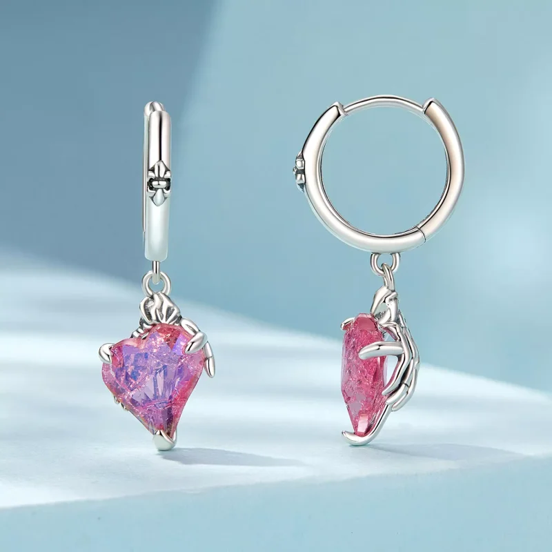 (immagine per) Orecchini a forma di cuore con mano scheletrica stile PANDORA - SCE1705 - Visualizza 2