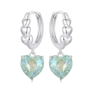 (immagine per) Orecchini a forma di cuore con zirconi blu ghiaccio verde stile PANDORA - SCE1706