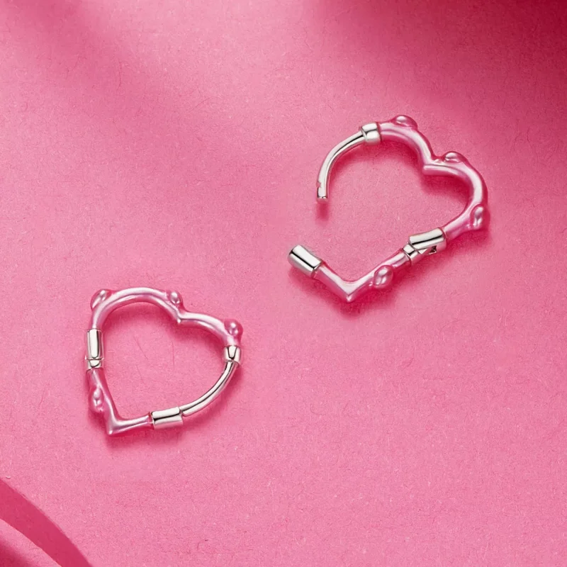 (immagine per) Orecchini a forma di cuore rosa stile PANDORA - SCE1698 - Visualizza 4