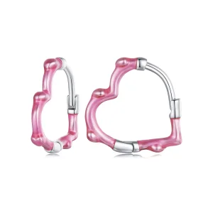 (immagine per) Orecchini a forma di cuore rosa stile PANDORA - SCE1698