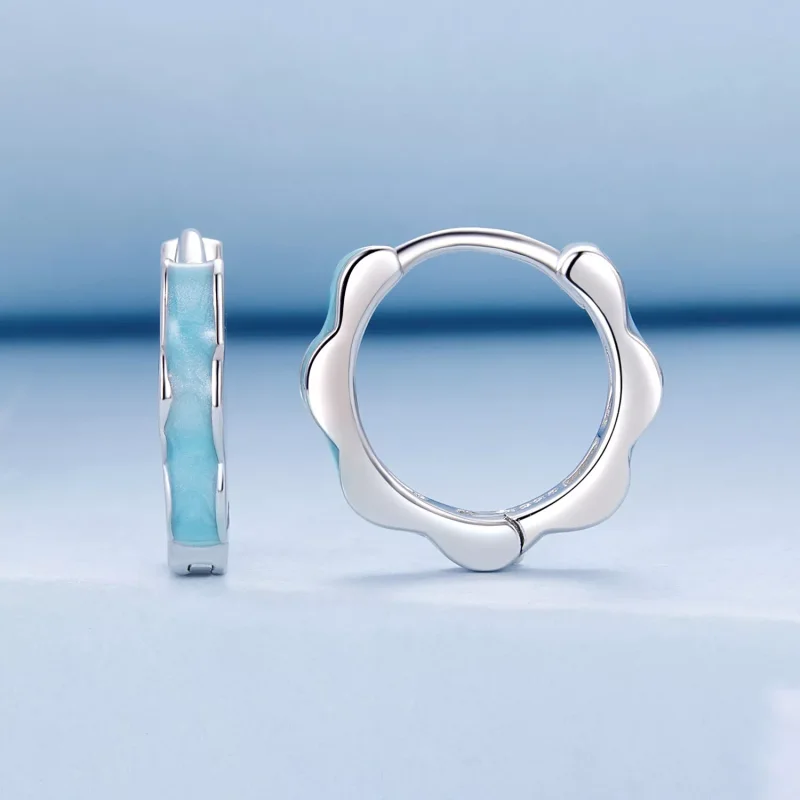 (immagine per) Orecchini a forma di fiore blu stile PANDORA - BSE955 - Visualizza 2