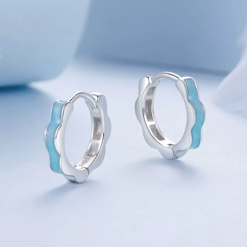 (immagine per) Orecchini a forma di fiore blu stile PANDORA - BSE955 - Visualizza 3