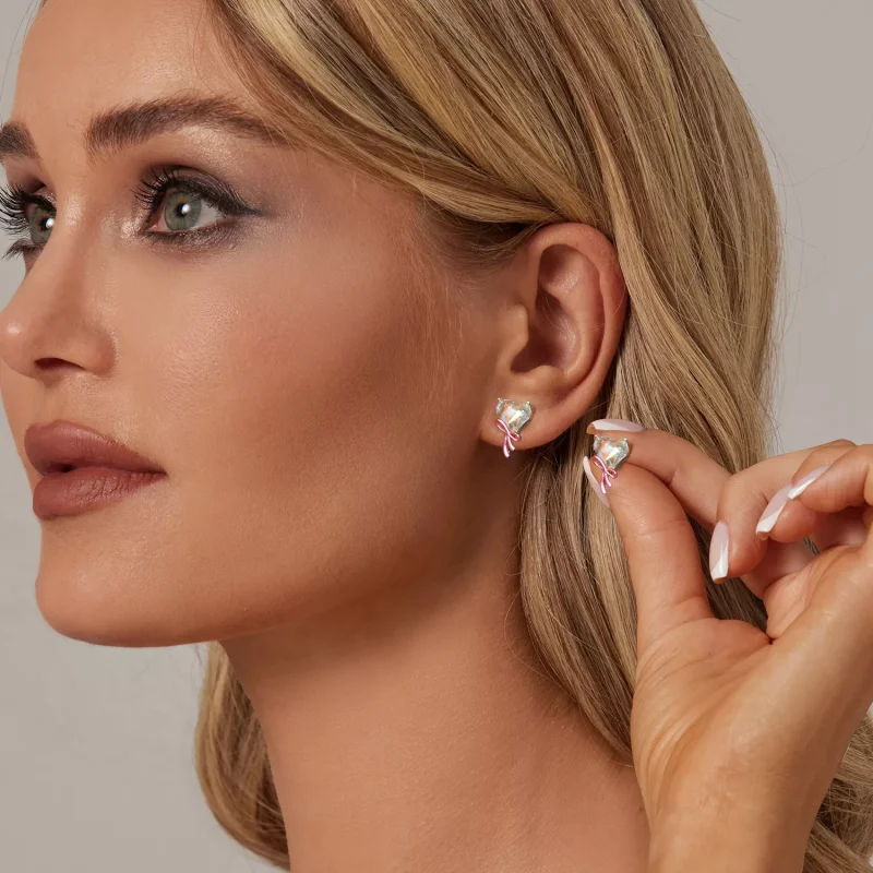 (immagine per) Orecchini con fiocco d'amore stile PANDORA - SCE1696 - Visualizza 7