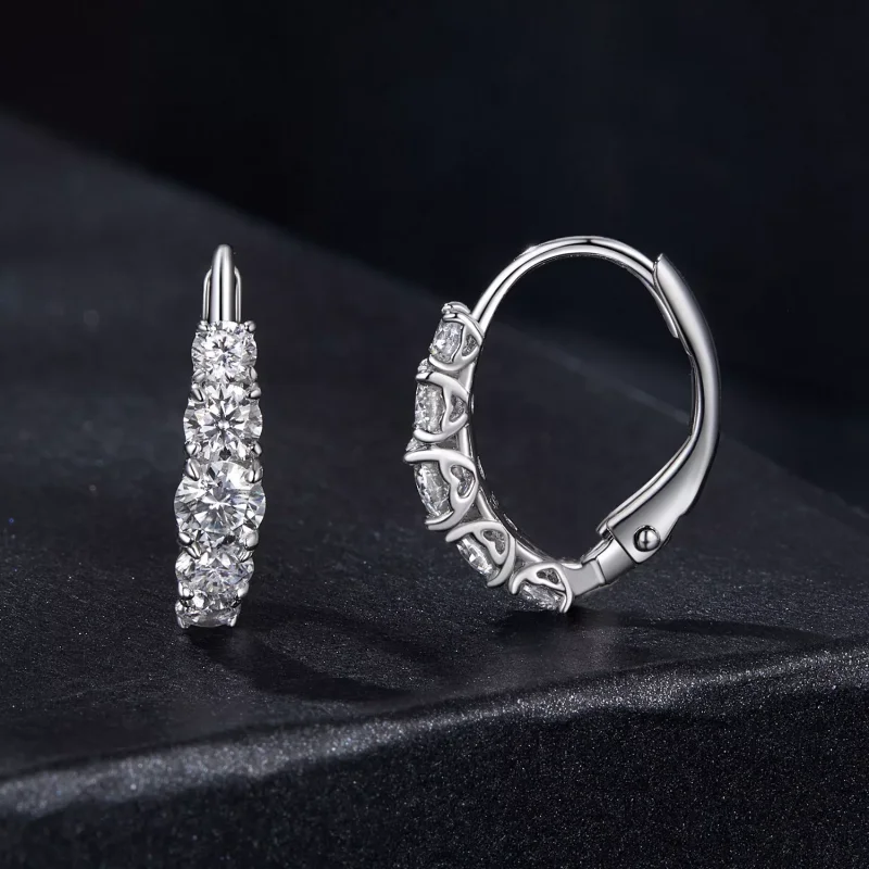 (immagine per) Orecchini di moissanite scintillanti stile PANDORA (due certificati) - MSE045 - Visualizza 2
