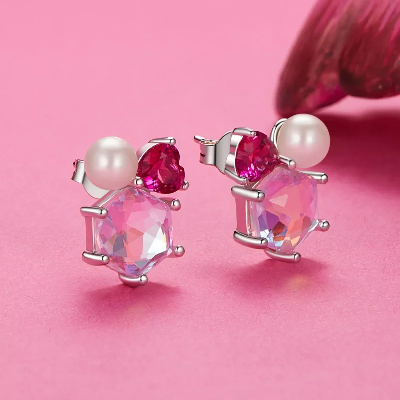 (immagine per) Orecchini di perle scintillanti rosa stile PANDORA - SCE1697 - Visualizza 2