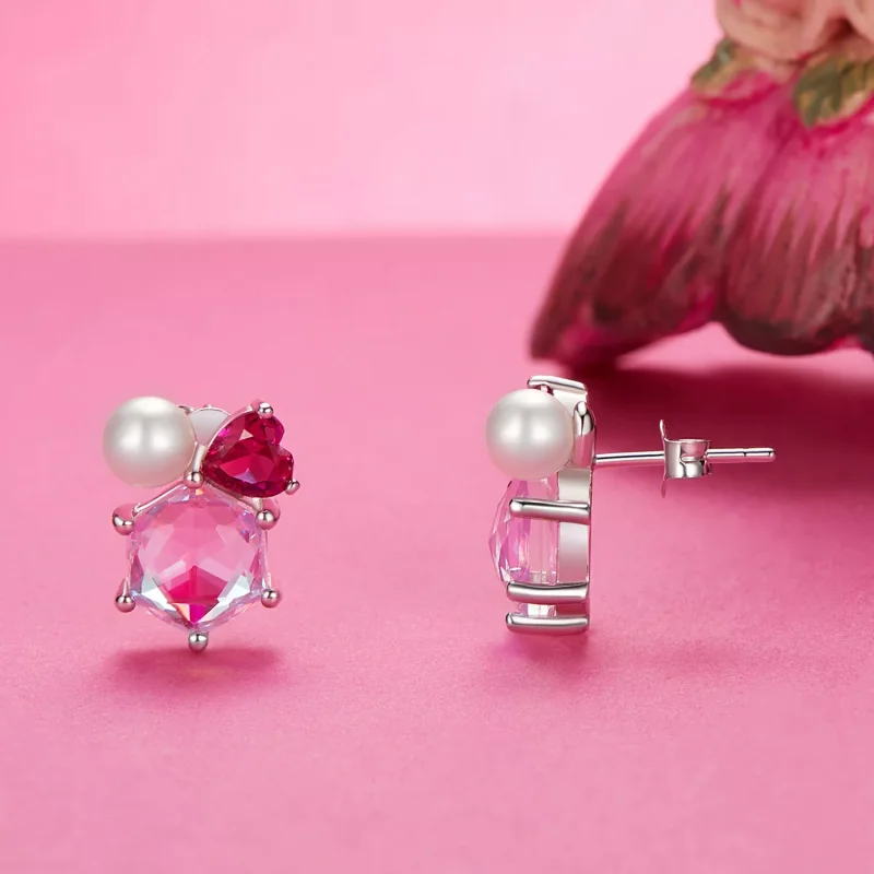 (immagine per) Orecchini di perle scintillanti rosa stile PANDORA - SCE1697 - Visualizza 3