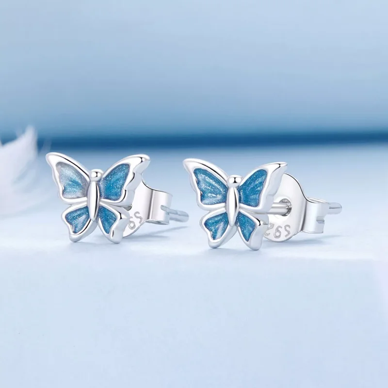 (immagine per) Orecchini farfalla blu stile PANDORA - BSE957 - Visualizza 2
