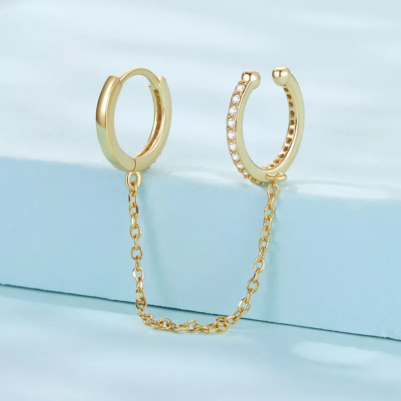 (immagine per) Polsini per orecchie placcati in oro stile PANDORA - SCE1679-B - Visualizza 2