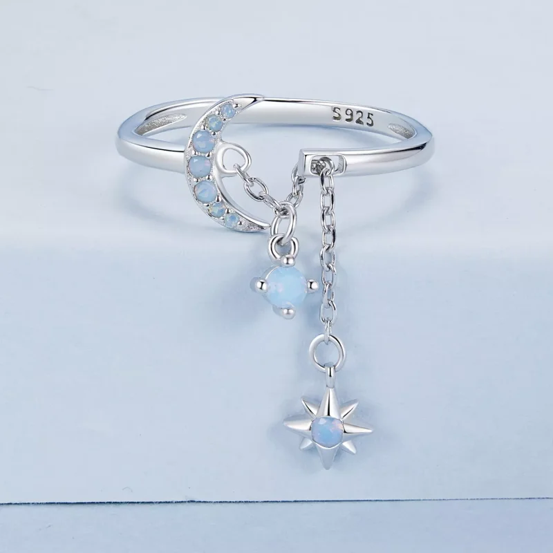 (immagine per) Anello a catena con stella e luna in stile PANDORA - BSR548-E - Visualizza 2
