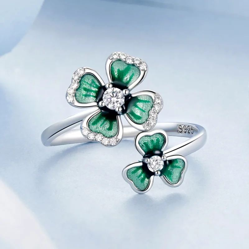 (immagine per) Anello aperto quadrifoglio stile PANDORA - BSR528-E - Visualizza 3