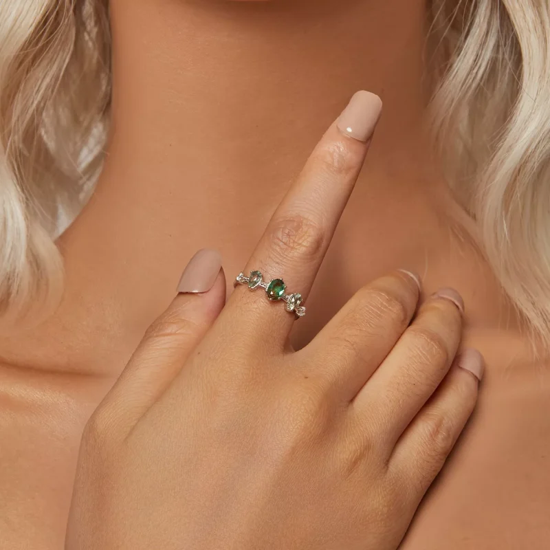 (immagine per) Anello con tormalina in vetro sfumato stile PANDORA - BSR527 - Visualizza 4