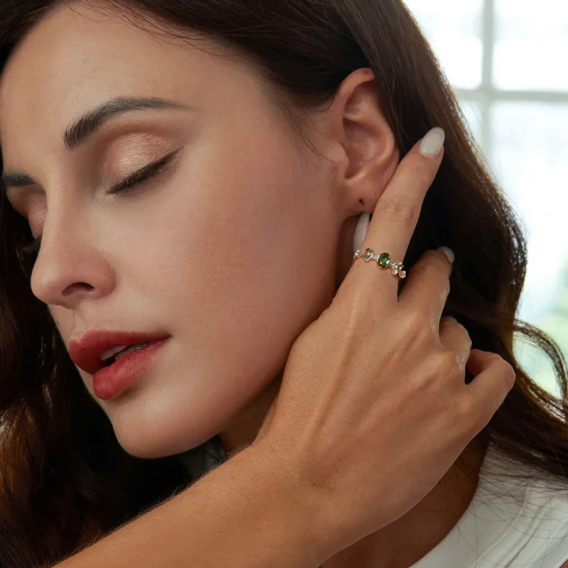 (immagine per) Anello con tormalina in vetro sfumato stile PANDORA - BSR527 - Visualizza 5