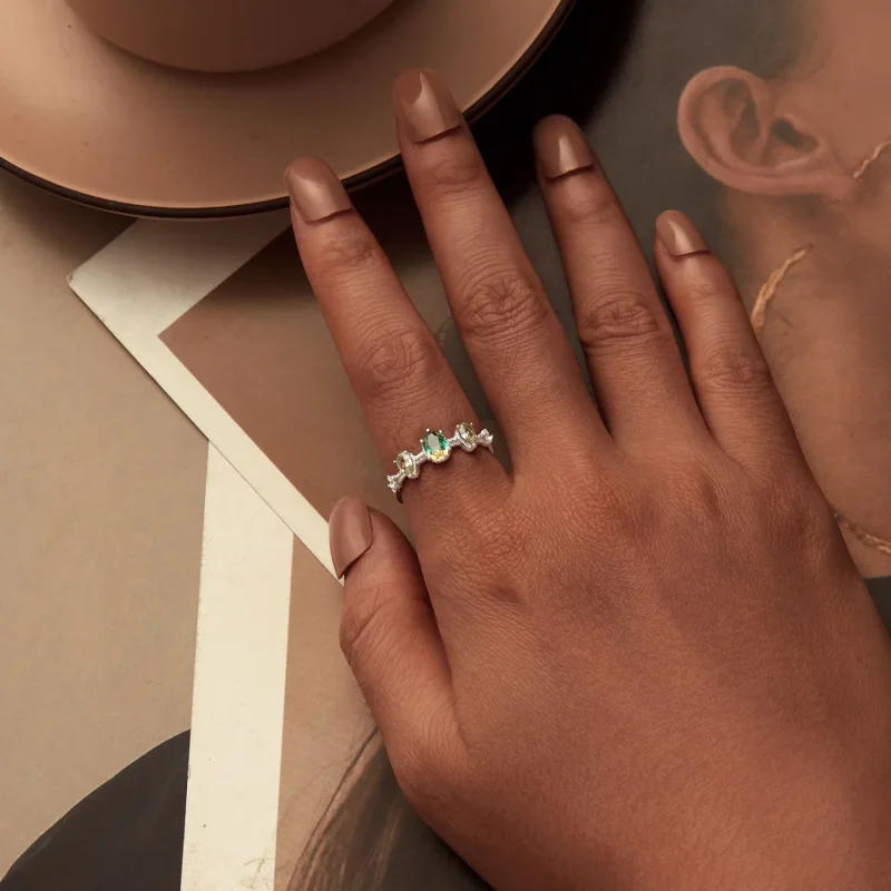 (immagine per) Anello con tormalina in vetro sfumato stile PANDORA - BSR527 - Visualizza 6