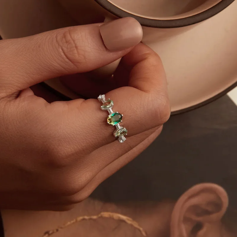 (immagine per) Anello con tormalina in vetro sfumato stile PANDORA - BSR527 - Visualizza 7