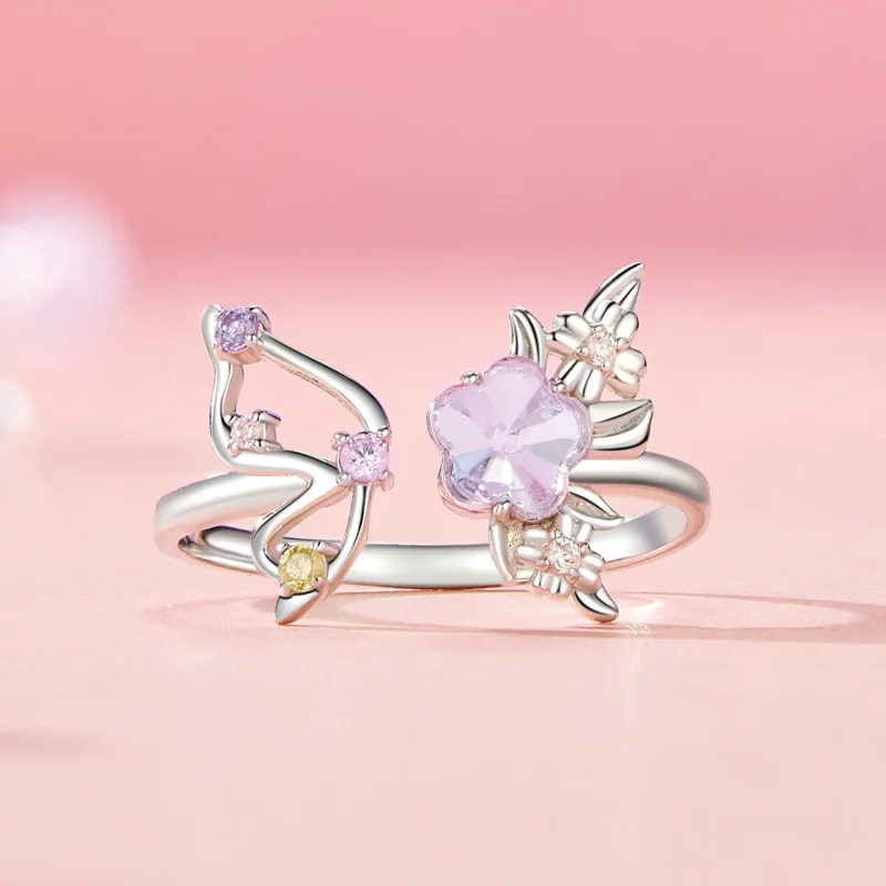 (immagine per) Anello farfalla rosa stile PANDORA - SCR1011-E - Visualizza 3