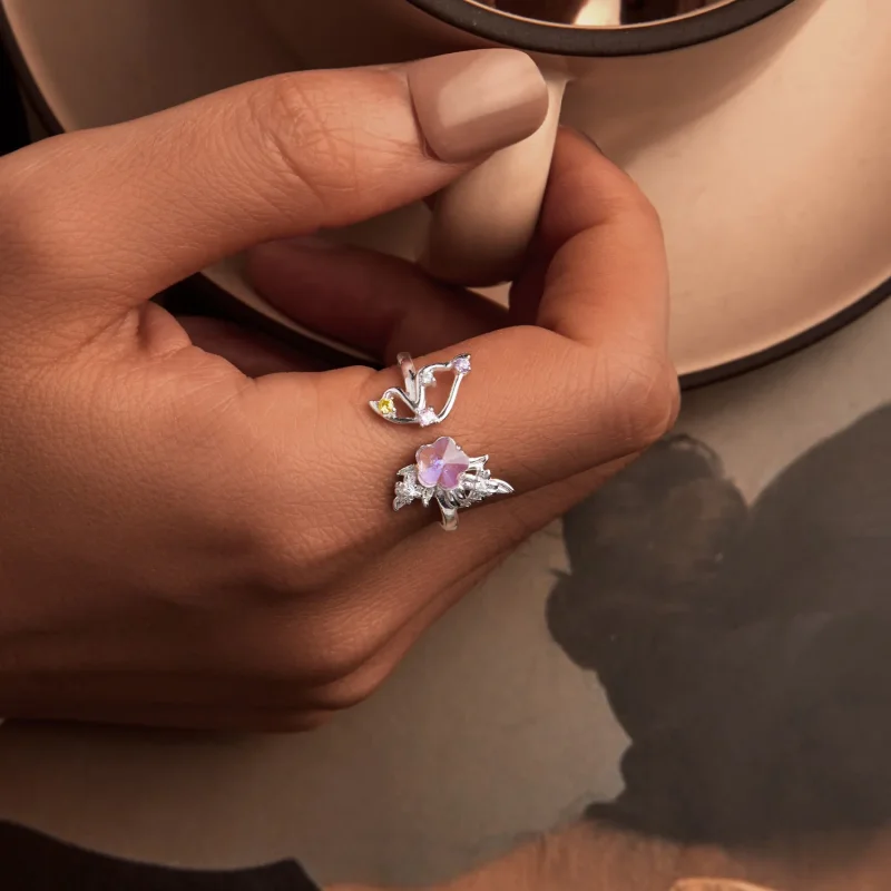 (immagine per) Anello farfalla rosa stile PANDORA - SCR1011-E - Visualizza 5
