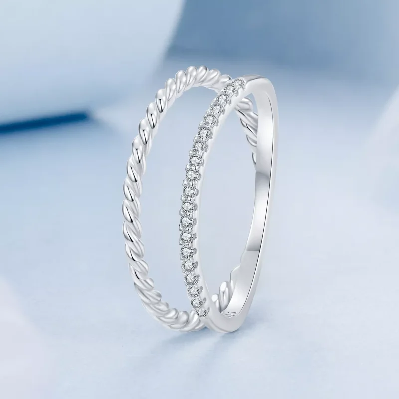(immagine per) Anello in stile sofisticato a doppio strato stile PANDORA - BSR541 - Visualizza 2