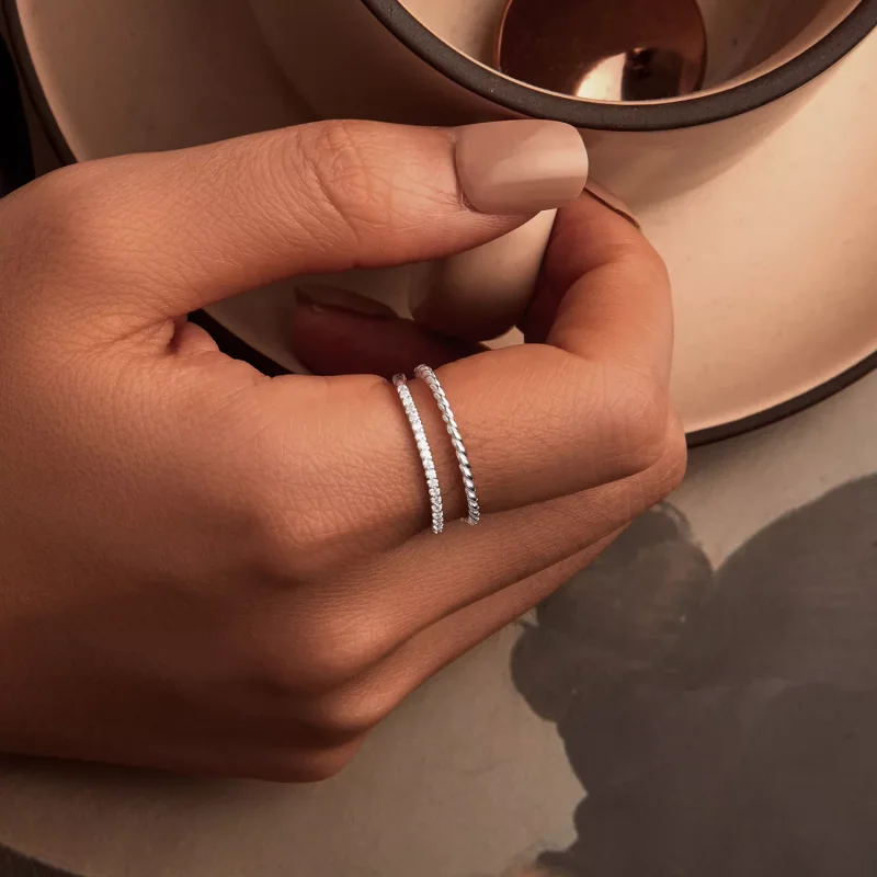 (immagine per) Anello in stile sofisticato a doppio strato stile PANDORA - BSR541 - Visualizza 5
