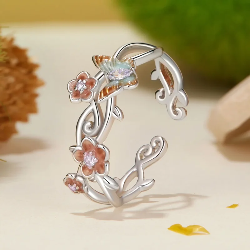 (immagine per) Anello romantico con farfalla Sakura in stile PANDORA - BSR538-E - Visualizza 2