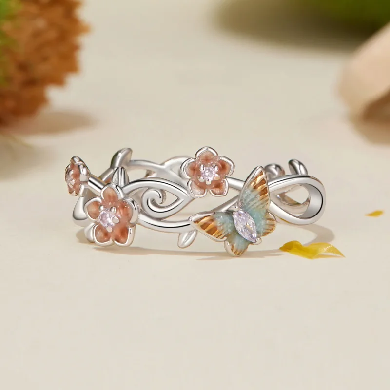 (immagine per) Anello romantico con farfalla Sakura in stile PANDORA - BSR538-E - Visualizza 3