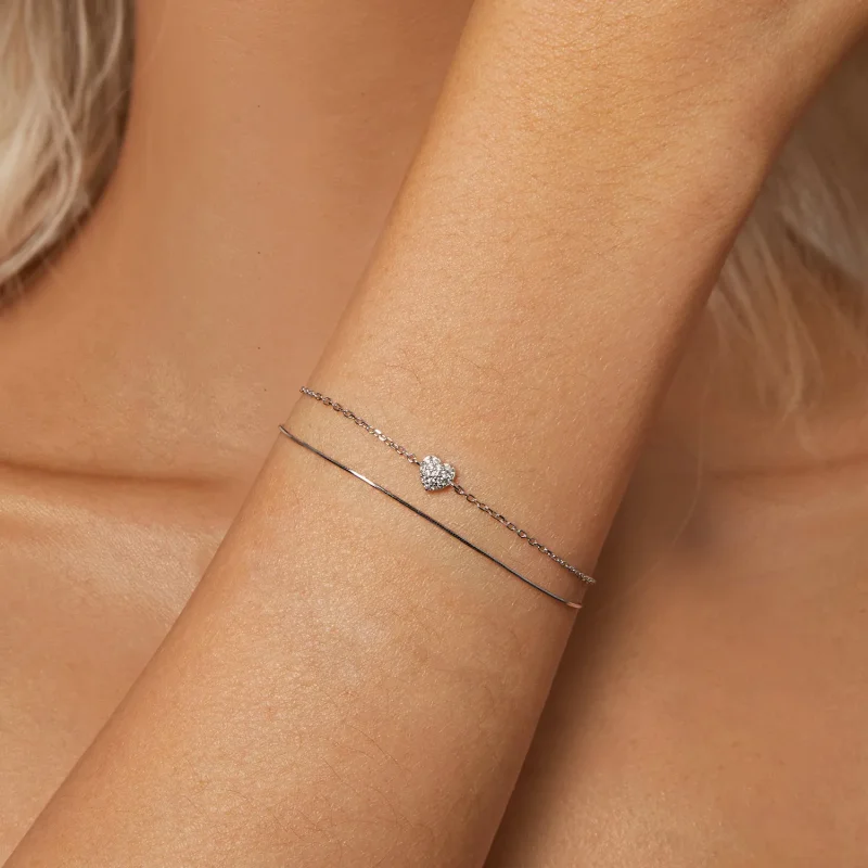 (immagine per) Bracciale a doppio strato con cuore splendente stile PANDORA - BSB169 - Visualizza 5