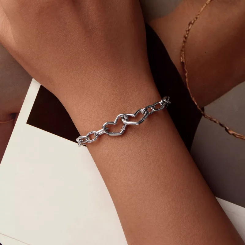 (immagine per) Bracciale doppio cuore stile PANDORA - BSB172 - Visualizza 4