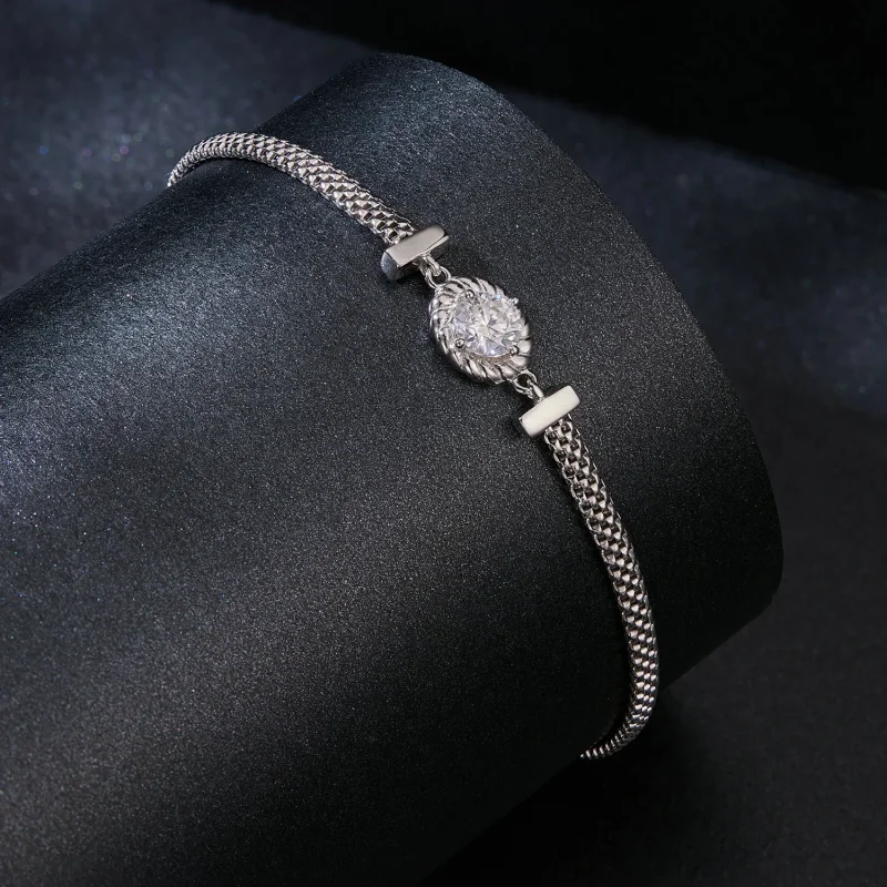 (immagine per) Bracciale in argento sterling intrecciato con moissanite stile PANDORA (un certi - Visualizza 2
