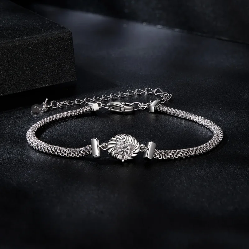 (immagine per) Bracciale in argento sterling intrecciato con moissanite stile PANDORA (un certi - Visualizza 3