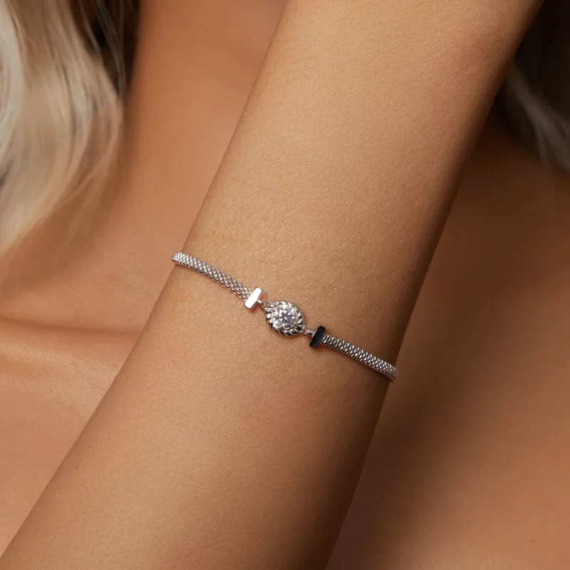 (immagine per) Bracciale in argento sterling intrecciato con moissanite stile PANDORA (un certi - Visualizza 4