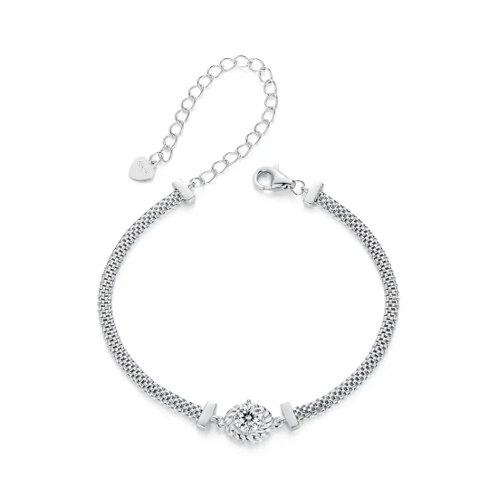 (immagine per) Bracciale in argento sterling intrecciato con moissanite stile PANDORA (un certificato) - MSB015