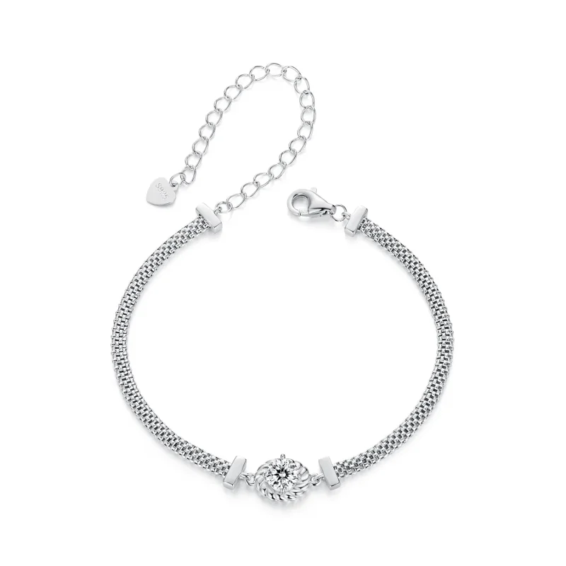 (immagine per) Bracciale in argento sterling intrecciato con moissanite stile PANDORA (un certificato) - MSB015